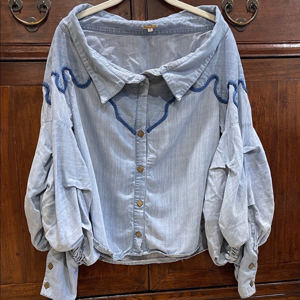 Johanna Ortiz Sky Blue Denim Blouse - Picture 8 of 10